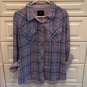 Sz L Rails Kendra purple plaid button down
